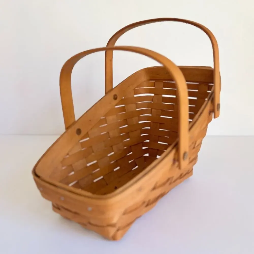 Longaberger Basket 1992 Market Style Swing Handle Handwoven USA Pre Tag